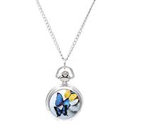 Surluoen Mujer Relicario Colgante Cuarzo Bolsillo Reloj Collar Cadena Esfera Retro Mariposa