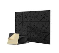 Surluoen Paquete de 12 Paneles AcúSticos con Autoadhesivo, 12 X 12 X 0,4 Pulgadas, Paneles de Espuma una Prueba de Sonido, Paneles de Sonido de Alta Densidad, Color Negro