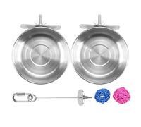 Surluoen Paquete de 5 Comederos de Pájaros de Acero Inoxidable, Platos de Alimentación para Loros, Tazas, de Agua, Soporte de Comida para Pájaros para Jaulas de Animales Pequeños