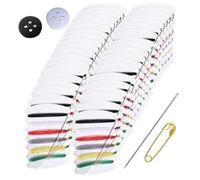 Surluoen Paquete de 50 Minikits de Costura, Kit de Reparación de Hilos para Viajes, con Agujas, Hilos, Botones y Alfileres de Seguridad
