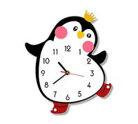 Surluoen Reloj de Pared de de PingüInos Movimiento Silencioso GuarderíA Dormitorio HabitacióN de NiñOs Arte de la Pared DecoracióN, Reloj de Pared Impreso en Color