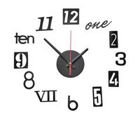 Surluoen Reloj de Pared DIY - DecoracióN del Reloj de Pared con Espejo 3D, Reloj con NúMeros Romanos - Reloj Adhesivo de Pared DecoracióN de la HabitacióN del Hogar Negro