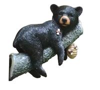 Surluoen Simulación Animal Adornos Oso Negro Abrazando Árbol Estatua Patio Al Aire Libre Decoración Simulación Jardín Colgante de Pared