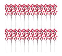 Surluoen Tallos de Bayas Rojas, 24 Paquete 7,9 Pulgadas Ramas Artificiales de Bayas NavideñAs Ramas de Acebo para áRbol de Navidad, Guirnalda de Bricolaje, Fiesta