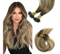 SURNEL Bondings U#3/8/22-20 pulgadas - Extensiones de cabello humano de color marrón oscuro a marrón claro mezcladas rubio claro en U Tip Extensiones de queratina invisibles Remy brasileño, 50 cm, 1 g