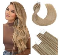 SURNEL Extensiones Adhesivas Pelo Natural 40cm Balayage Golden Brown Highlighted Fading to Golden Blonde Extensiones Pelo Natural Adhesivas Invisibile 20pcs 50g Remy Tape in Hair (#102727-16inch)
