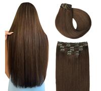 SURNEL Extensiones Clip Pelo Natural 100g 35cm 6 Piezas Castaño Chocolate Extensiones De Clip De Humano Real Extensiones Pelo Natural Remy (C#4-35cm)