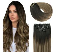 SURNEL Extensiones Clip Pelo Natural 120g 50cm 6 Piezas Balayage Negro Natural a Castaño Chocolate y Rubio Caramelo Extensiones De Clip De Humano Real Remy (C#1B/4/27-50cm)