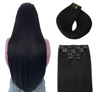 SURNEL Extensiones De Clip De Pelo Natural 100g 45cm 6 Piezas Negro Profundo Extensiones De Clip De Humano Real Extensiones Pelo Remy Natural(C#1-45cm)