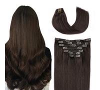 SURNEL Extensiones De Clip De Pelo Natural,160g,50cm,7 Piezas,Castaño Oscuro,Extensiones Pelo Natural Clip Remy Cabello Humano(7C#2-50cm）