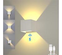 SURPALIG Lámpara de pared con sensor de movimiento para interiores, 6000 mAh, funciona con pilas, lámpara de pared recargable, luz nocturna LED inalámbrica magnética de ahorro de energía para pasillo,