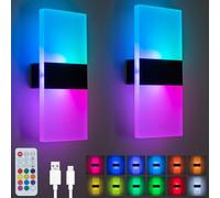 SURPALIG Lámpara de pared interior con batería de 4000mAh, lámpara de pared sin conexión eléctrica y cable, lámpara de pared inalámbrica con interruptor para iluminación de escaleras (RGB, 2)