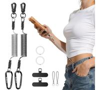 SURPHY 2*Correa Anti-Robo para Teléfono con Cable de Acero, Cordón Anticaídas para Senderismo, Ciclismo, Esquí y Multitudes, Ajuste Seguro para la Mayoría de Teléfonos,Negro y Transparente