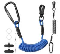 SURPHY 2*Correa Anti-Robo para Teléfono con Cable de Acero, Cordón Anticaídas para Senderismo, Ciclismo, Esquí y Multitudes, Ajuste Seguro para la Mayoría de Teléfonos,Azul y Negro