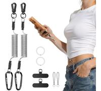 SURPHY 2*Correa Anti-Robo para Teléfono con Cable de Acero, Cordón Anticaídas para Senderismo, Ciclismo, Esquí y Multitudes, Ajuste Seguro para la Mayoría de Teléfonos, Transparente y Transparente