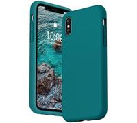 SURPHY Coque iPhone XS Coques iPhone X, Coque Ultra Fine Bumper Anti-Rays Silicone Liquide, antichoc Slim Mince Housse Housse Protection pour iPhone XS et iPhone X, Teal Blue