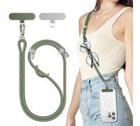 SURPHY Cuerda para Móvil, Cordón de Correa Colgante con 2 Parches Duraderos, Correas Ajustable para Cuello, Cadena Multifuncional Compatible con la Mayoría Fundas,Verde militar
