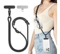 SURPHY Cuerda para Móvil, Cordón de Correa Colgante con 2 Parches Duraderos, Correas Ajustable para Cuello, Cadena Multifuncional Compatible con la Mayoría Fundas,Negro