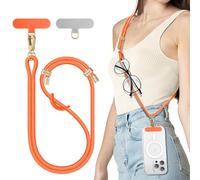 SURPHY Cuerda para Móvil, Cordón de Correa Colgante con 2 Parches Duraderos, Correas Ajustable para Cuello, Cadena Multifuncional Compatible con la Mayoría Fundas,Naranja