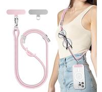SURPHY Cuerda para Móvil, Cordón de Correa Colgante con 2 Parches Duraderos, Correas Ajustable para Cuello, Cadena Multifuncional Compatible con la Mayoría Fundas,Rosa Completo