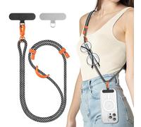 SURPHY Cuerda para Móvil, Cordón de Correa Colgante con 2 Parches Duraderos, Correas Ajustable para Cuello, Cadena Multifuncional Compatible con la Mayoría Fundas,Negro & Gris