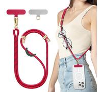 SURPHY Cuerda para Móvil, Cordón de Correa Colgante con 2 Parches Duraderos, Correas Ajustable para Cuello, Cadena Multifuncional Compatible con la Mayoría Fundas,Rojo Navidad
