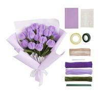 Surple - Juego de limpiador de tuberías de tulipán, limpiador de tuberías para manualidades, ramo de flores, Twister DIY de alambre de felpilla, kit de ramo de tulipanes con papel de ramo de flores
