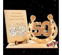 Surple - Regalo de cumpleaños número 50 para hombres y mujeres, regalos de dinero con soporte de luces LED, letrero de madera, libro de invitados, cumpleaños, decoración creativa de cumpleaños número