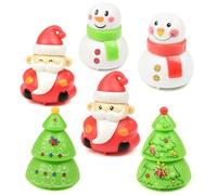 Surplex 6 Coches de Tirar hacia Atrás de Navidad Mini Coche de Competir de Relleno de Calcetín Navideño Juguete de Figuras Muñeco de Nieve Árbol de Navidad Papá Noel para Fiesta Niños Regalo