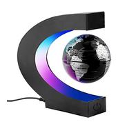 Surplex C Forma Globo Flotante de Levitación Magnética con Luces color LED, Mapa de Mundial Rotativo para la Educación Enseñanza Inicio Oficina de Decoración de Escritorio Regalo (Negro)