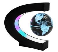 Surplex Globo mundial flotante luminoso con 7 luces de color, globo giratorio automático en forma de C, campo magnético, levitación de campo magnético, educativo, decoración de escritorio para el