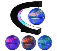 Surplex Globo mundial flotante luminoso con luces LED de 7 colores, globo giratorio automático en forma de C, mapa del mundo de levitación de campo magnético, decoración educativa para el hogar
