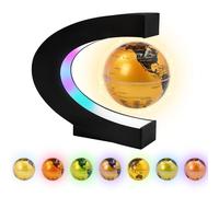 Surplex Globo mundial flotante luminoso con luces LED de 7 colores, globo giratorio automático en forma de C, mapa del mundo de levitación de campo magnético, decoración educativa para el hogar