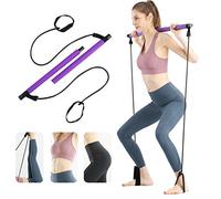 Surplex Kit de Barra de Pilates portátil con Banda de Resistencia, Bodybuilding Yoga Pilates Stick con Foot Loop, Core Strength Fitness Gym para Terapia Física, Estiramiento, Esculpido, Torsión