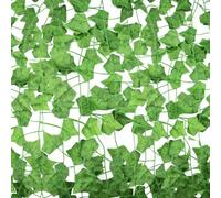 Surplex Paquete de 16 guirnaldas de hiedra artificial de 6.9 pies, vides falsas realistas para decoración de pared de habitación y jardín para interiores y exteriores, hojas verdes, plantas falsas