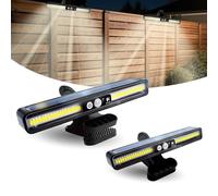 Surplex Paquete de 2 luces solares con clip para exteriores, 36 luces LED de seguridad con sensor de movimiento, IP65 impermeable, 3 modos de iluminación, montaje doble, lámparas solares para valla