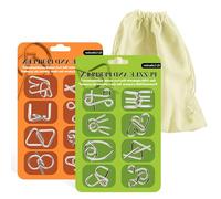 Surplex Rompecabezas Metal Set de 16, Juguetes educativos Alambre de Metal IQ Espíritu Prueba Rompecabezas Rompecabezas Mente Juego para Adultos y niños Juguetes