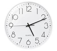 SURPN Reloj de Pared silencioso de 20,3 cm, Funciona con Pilas, Moderno y Decorativo Redondo para Oficina, hogar, baño, Cocina, Dormitorio y Escuela - Blanco