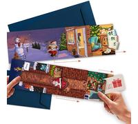 SURPRISA Tarjetas de Navidad con sobre XXL, Juego de 2 Tarjetas de cupones vívidas para posponer, Tarjetas con 2 Motivos navideños para Regalos de Dinero para Personalizar