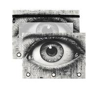 Surprise Doubt Eye - Estuche para lápices de 3 anillos, color negro y blanco, paquete de 2 estuches de plástico transparente impermeable con cremallera, bolsa de cosméticos, organizador de documentos