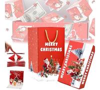 Surprise Gift Box Explosion,2026 New Folding Bouncing Red Envelope Gift with 16 Pop-Up Cash Boxes,Creative Explosion Money Box with Confetti for Christmas Birthday Anniversary Valentine (Red-D)