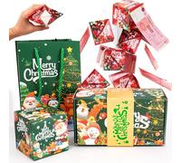 Surprise Gift Box Explosion for Money, Unique Folding Bouncing Red Envelope Gift Box for Cash Pop Up Christmas Money Boxes for Birthday Anniversary Valentine (Green A,6 Boxes)