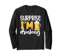 Surprise I'm Drinking Beer Lover Funny Drinker Manga Larga