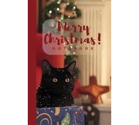 Surprised Black Cat In A Christmas Box Notebook: Journal for Cat Lovers with Elegant Cream Paper, Wide Lines, 80 Numbered Pages