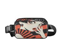 Surprised Singer - Riñonera cruzada a la moda a rayas para mujeres, hombres, adolescentes, resistente al agua, con correa ajustable para viajes, gimnasio, trabajo, a rayas, 1 tamaño, Sorprendido