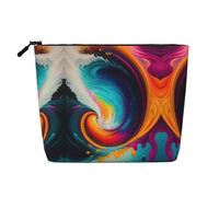 Surreal Enigma - Bolsa de maquillaje de una sola capa de lino sintético resistente al agua con cierre de cremallera para tus necesidades diarias o de viaje, Black, Talla única