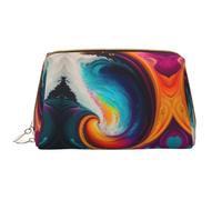 Surreal Enigma - Bolsa de maquillaje portátil de piel para cosméticos, artículos de tocador y artículos esenciales diarios, White, Talla única