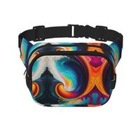 Surreal Enigma - Riñonera cuadrada de doble capa con correa ajustable para actividades al aire libre, color negro, talla única, Black, Talla única