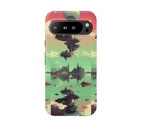 Surreal - Formación de roca flotante con esfera - Funda rígida mate - Compatible con Google Pixel 9 Pro XL verde