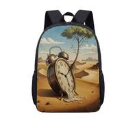 Surreal Melting Clock Growing Tree - Mochila escolar de 17 pulgadas para niños, estudiantes, arte del desierto, 01., L, Minimalista